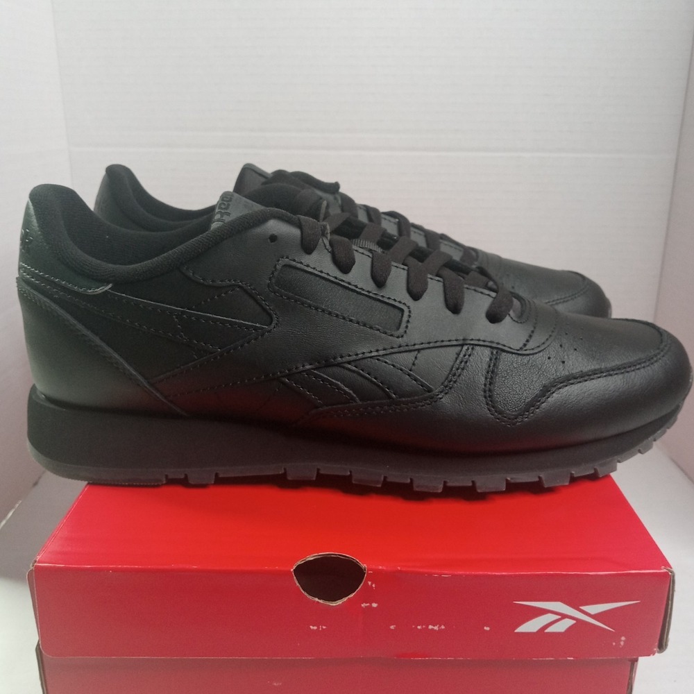 Reebok Classic Leather Unisex Black/Black/Grey Men's Size 11/ Women's Size 12.5